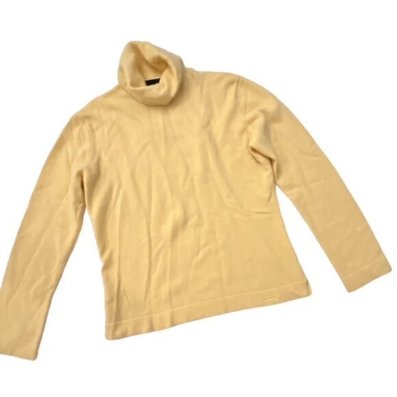 Jones New York Cashmere Turtleneck Sweater 3/4 Sleeve Size Large Pale Yellow EUC - Picture 1 of 10